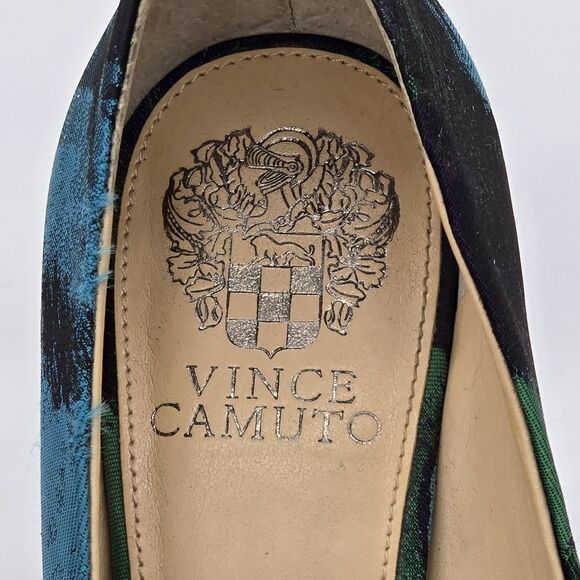 Vince Camuto VC Savilla Heels Size 9M Vero Cuoio Blue and Green Fabric - Picture 7 of 9